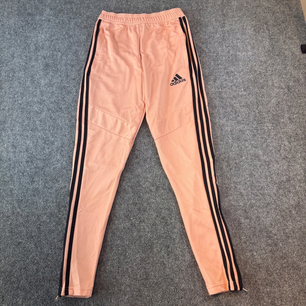 Adidas Tiro Track Pants Womens XS Salmon Pink Peach 3 Stripes Ankle Zip Athletic